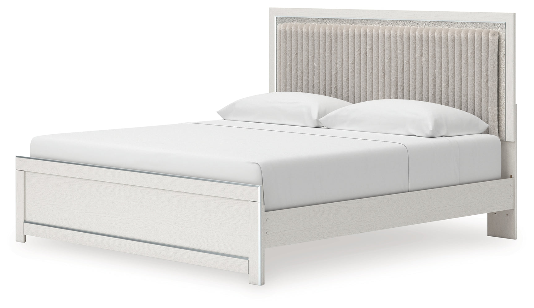 Zuraleus White King Upholstered Panel Platform Bed