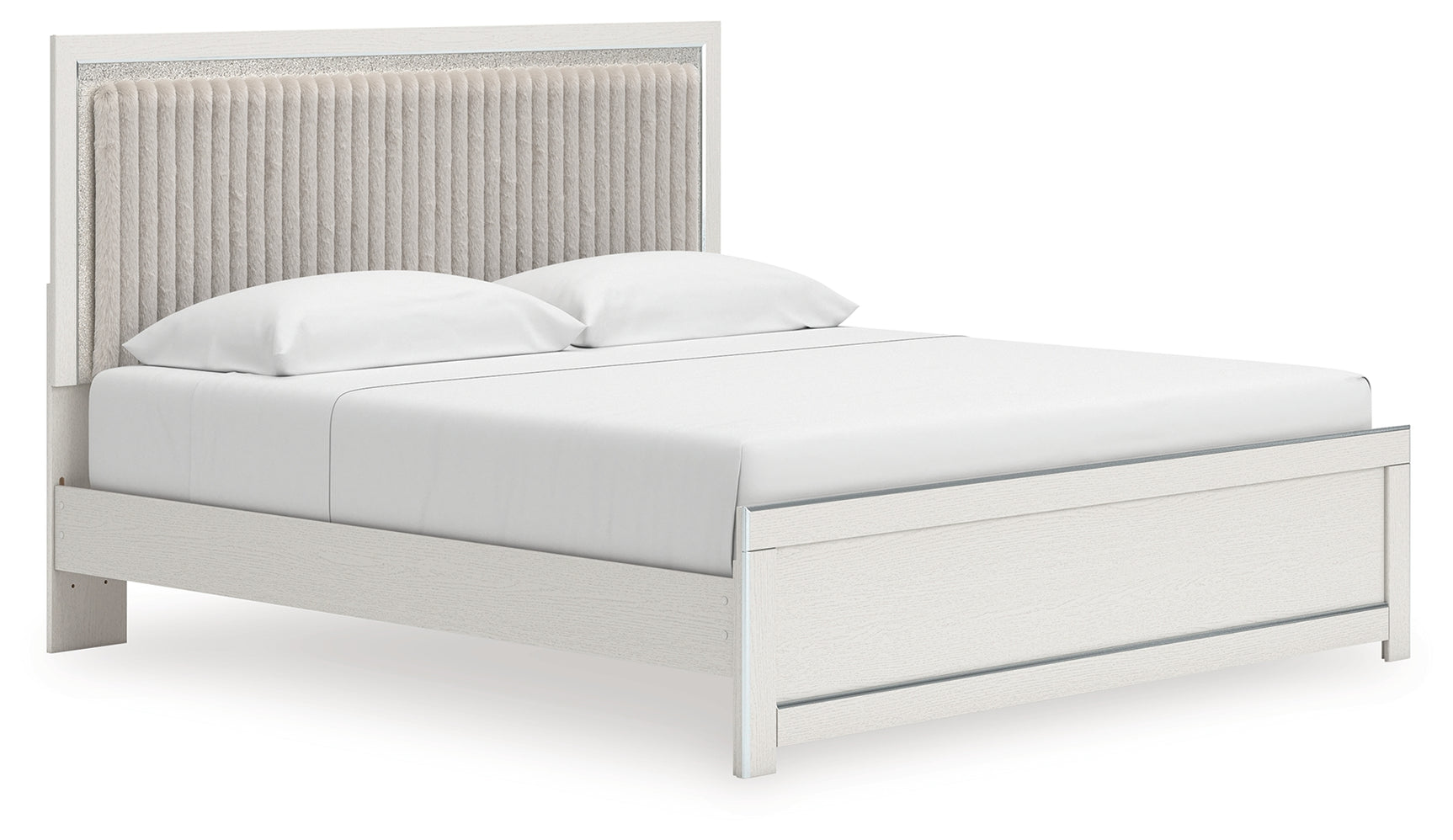 Zuraleus White King Upholstered Panel Platform Bed
