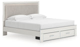 Zuraleus White King Upholstered Panel Storage Bed