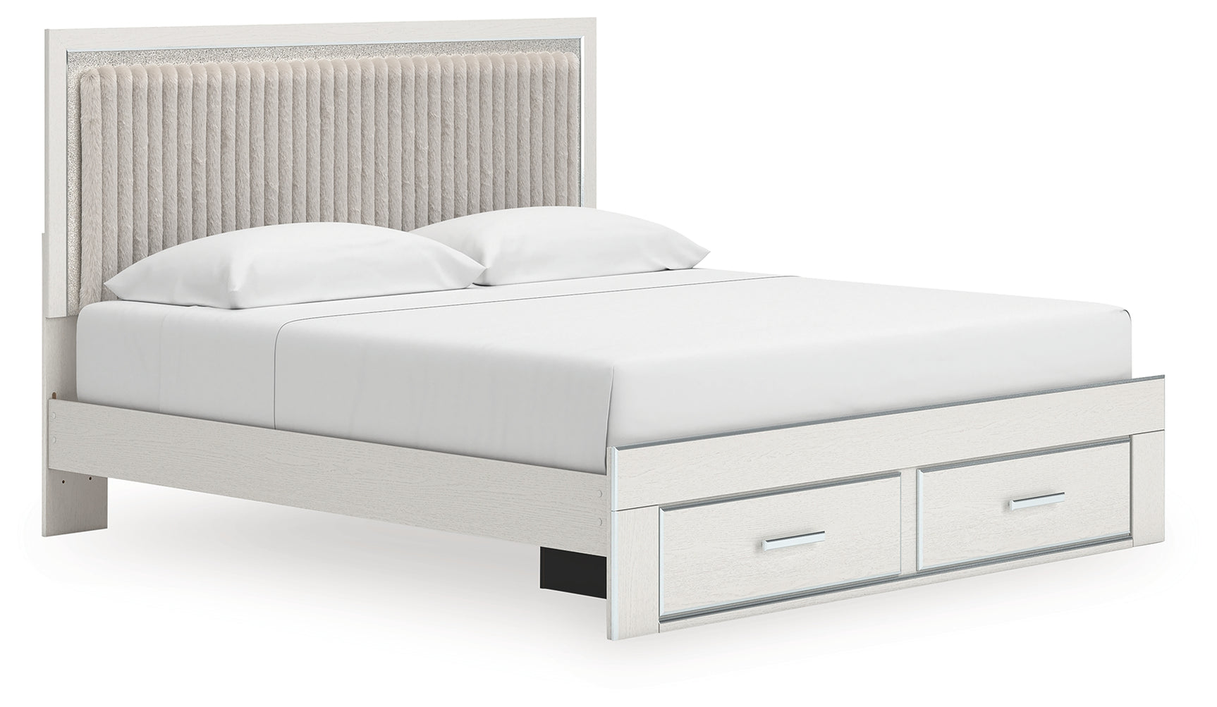 Zuraleus White King Upholstered Panel Storage Bed