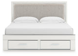 Zuraleus White King Upholstered Panel Storage Bed