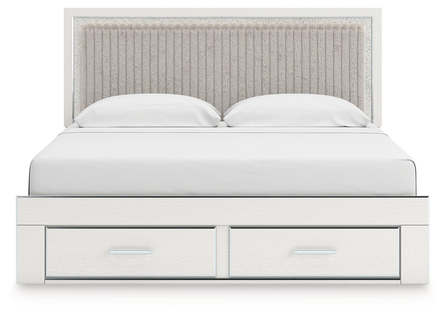 Zuraleus White King Upholstered Panel Storage Bed