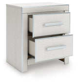 Zuraleus White Upholstered Panel Platform Storage Bedroom Set angled view