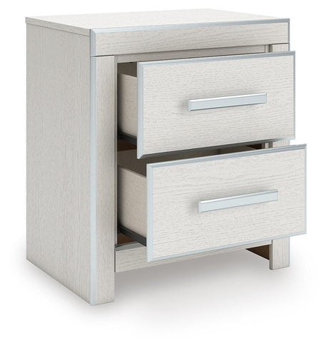 Zuraleus White Upholstered Panel Platform Platform Upholstered Bedroom Set 2 angled view