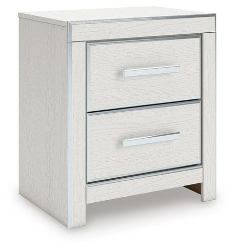 Zuraleus White Upholstered Panel Platform Storage Bedroom Set angled view