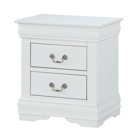 Louis Philip Chest White, Sleek And Modern Wood And Veneers, Pewter Bail 5 Drawers - Ella Furniture