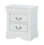 Louis Philip Night Stand White, Versatile Modern Wood, Pewter Bail 2 Drawers - Ella Furniture