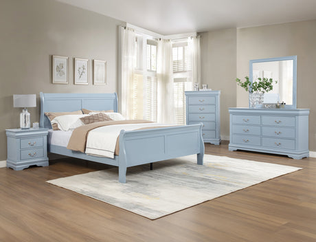 Louis Philip Blue Sleigh Panel Twin Bed view 2