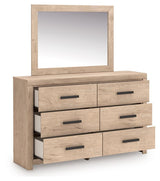Sanginlane Tan Dresser and Mirror
