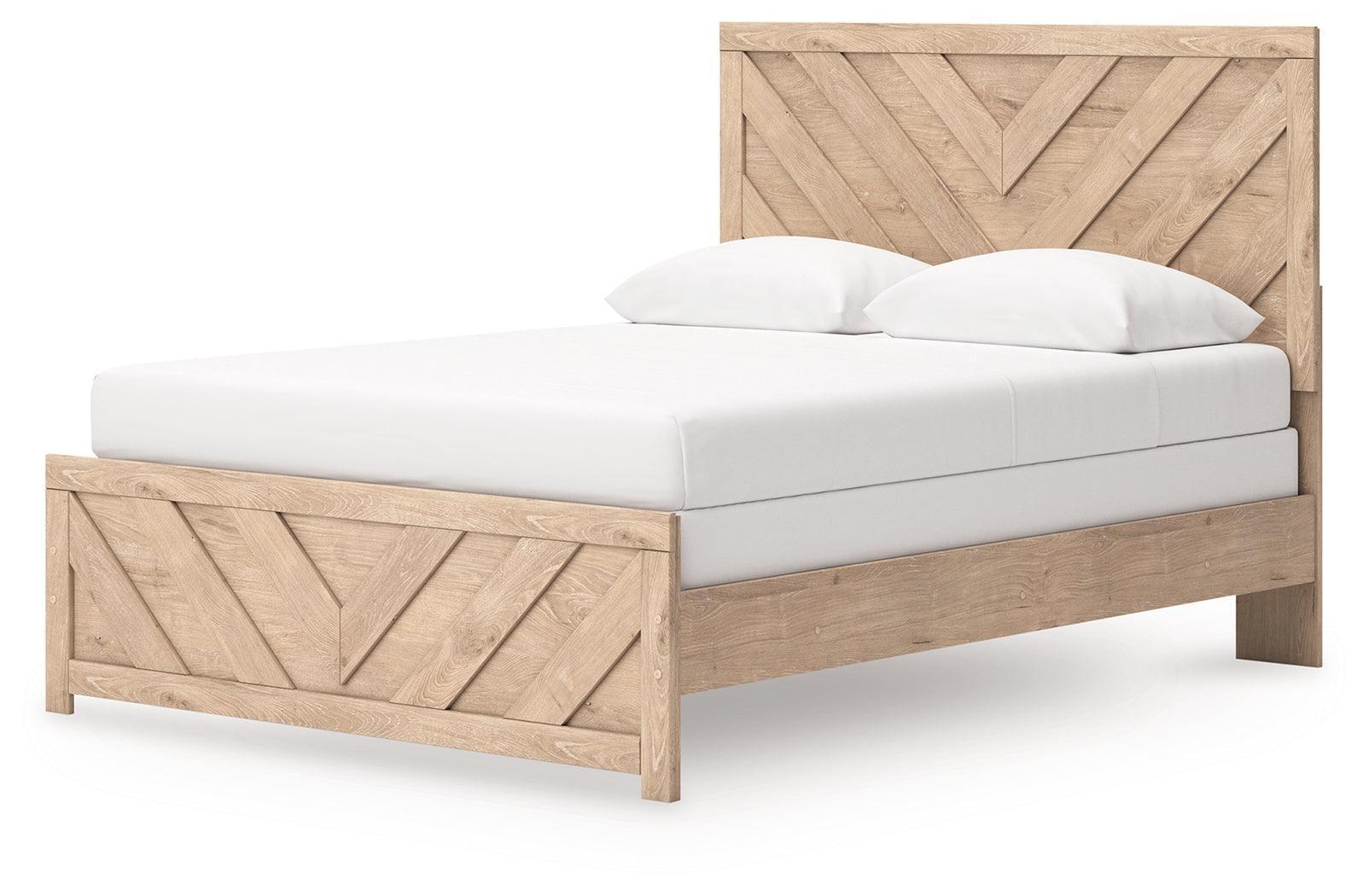 Sanginlane Tan Queen Panel Bed