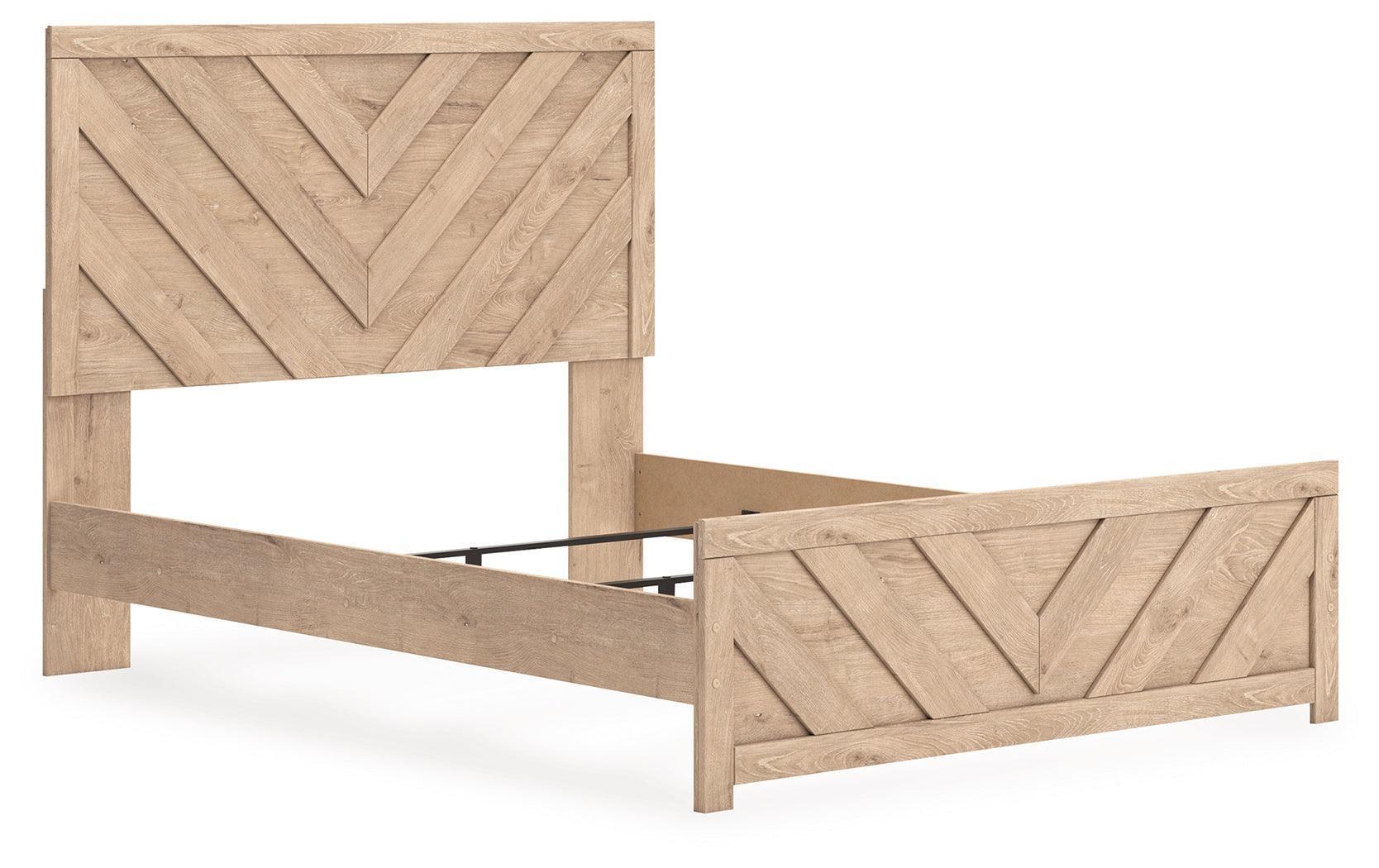 Sanginlane Tan Queen Panel Bed