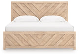 Sanginlane Tan King Panel Bed