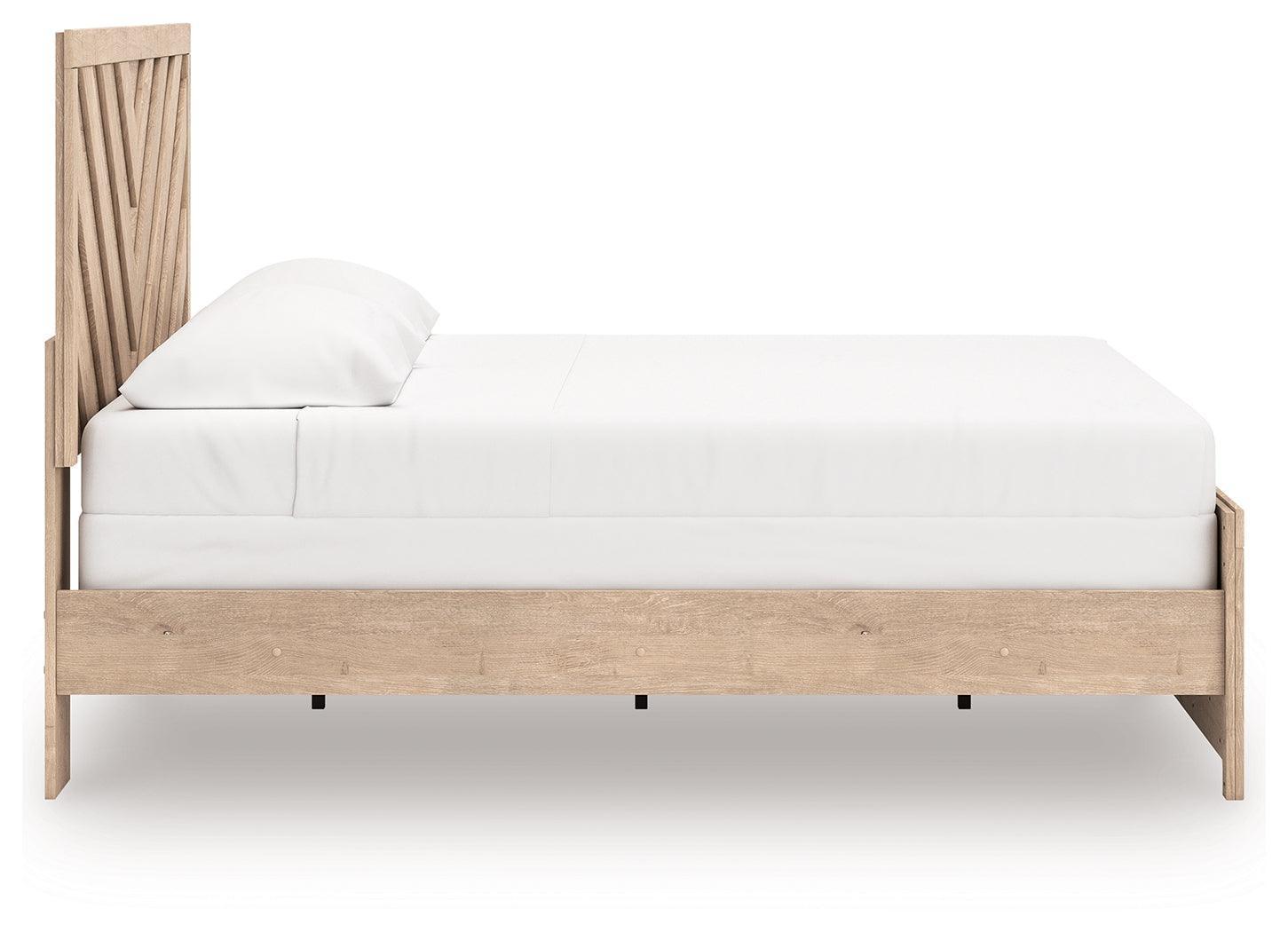 Sanginlane Tan King Panel Bed