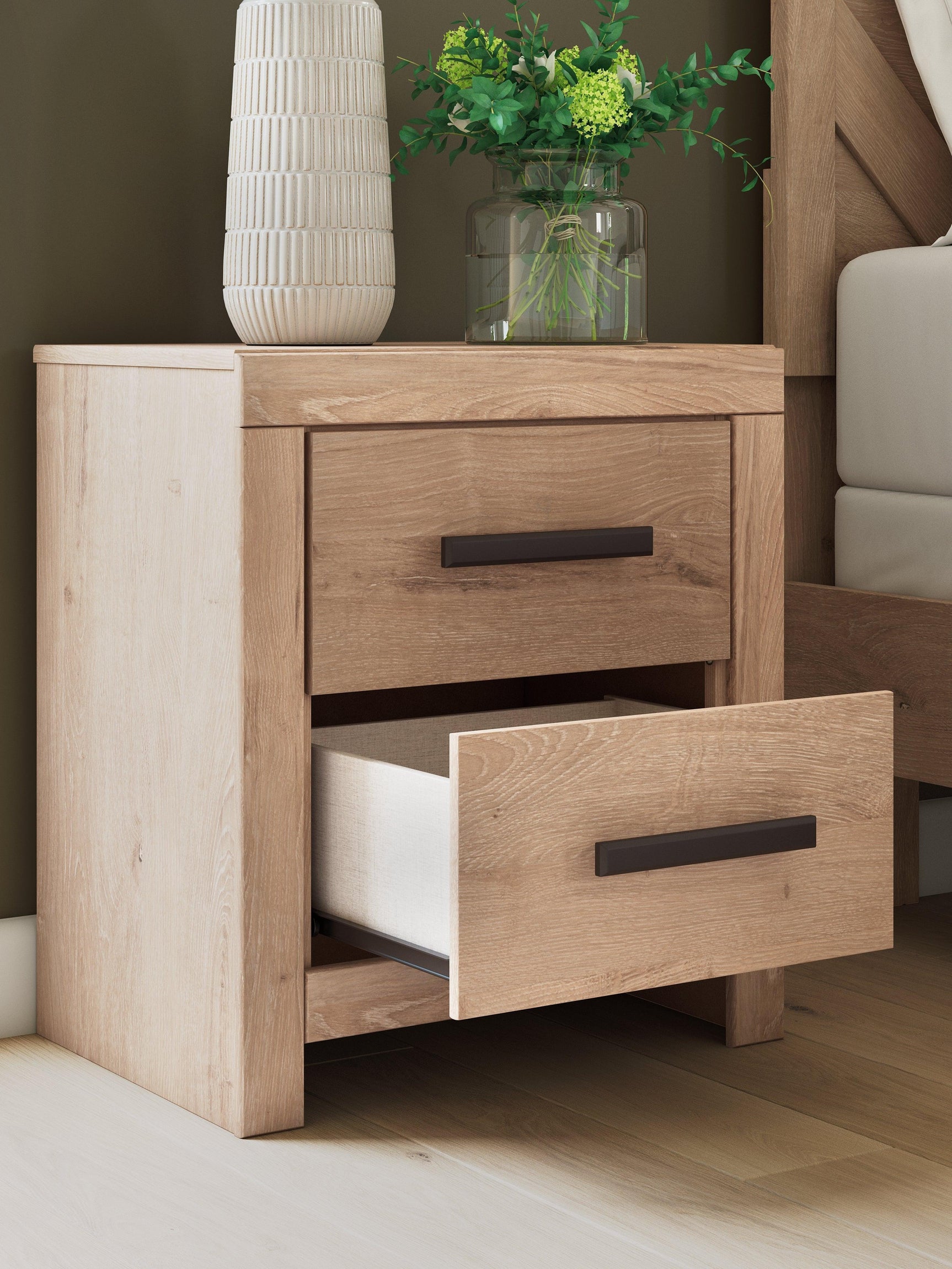 Sanginlane Tan Nightstand