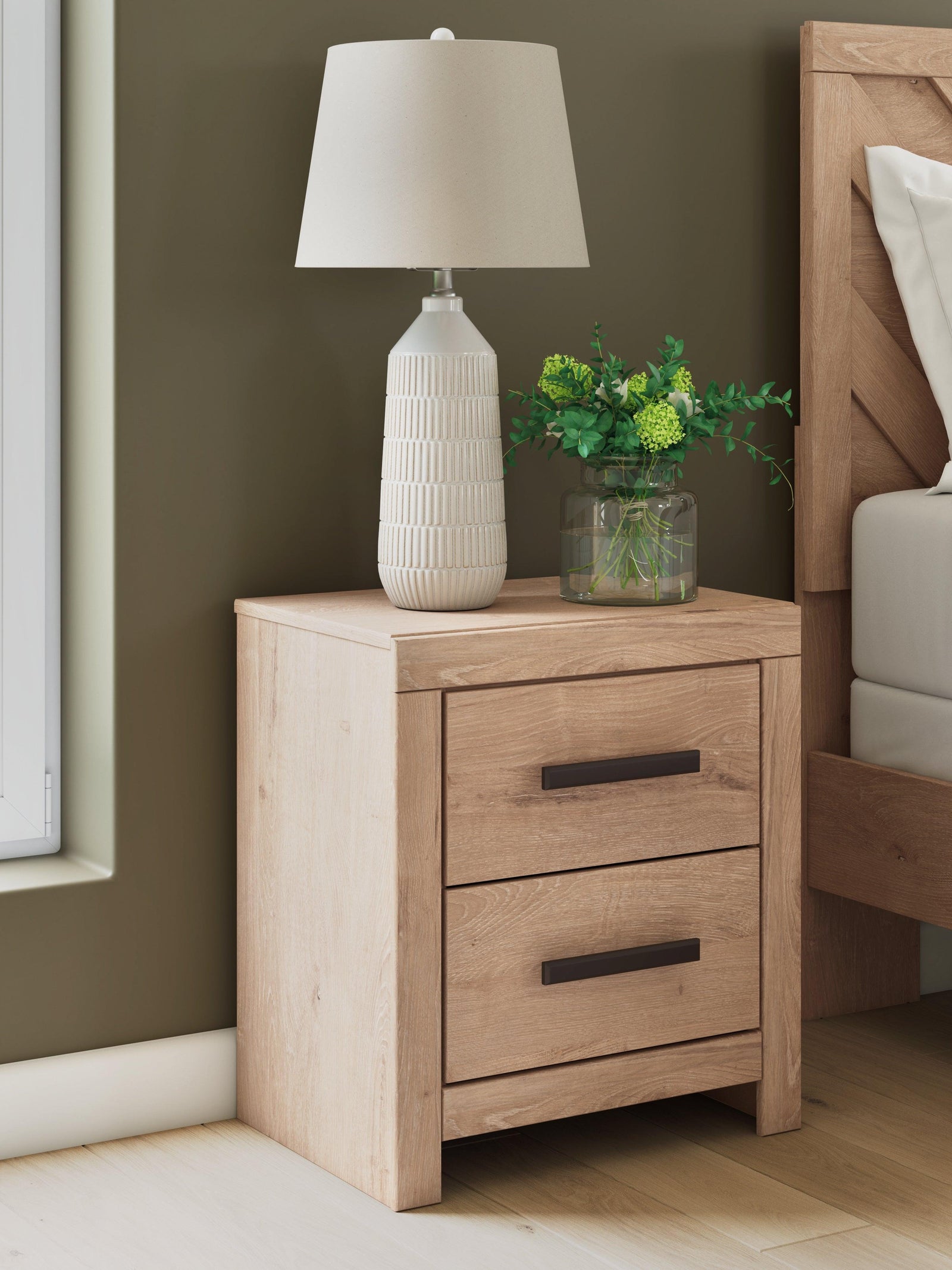 Sanginlane Tan Nightstand