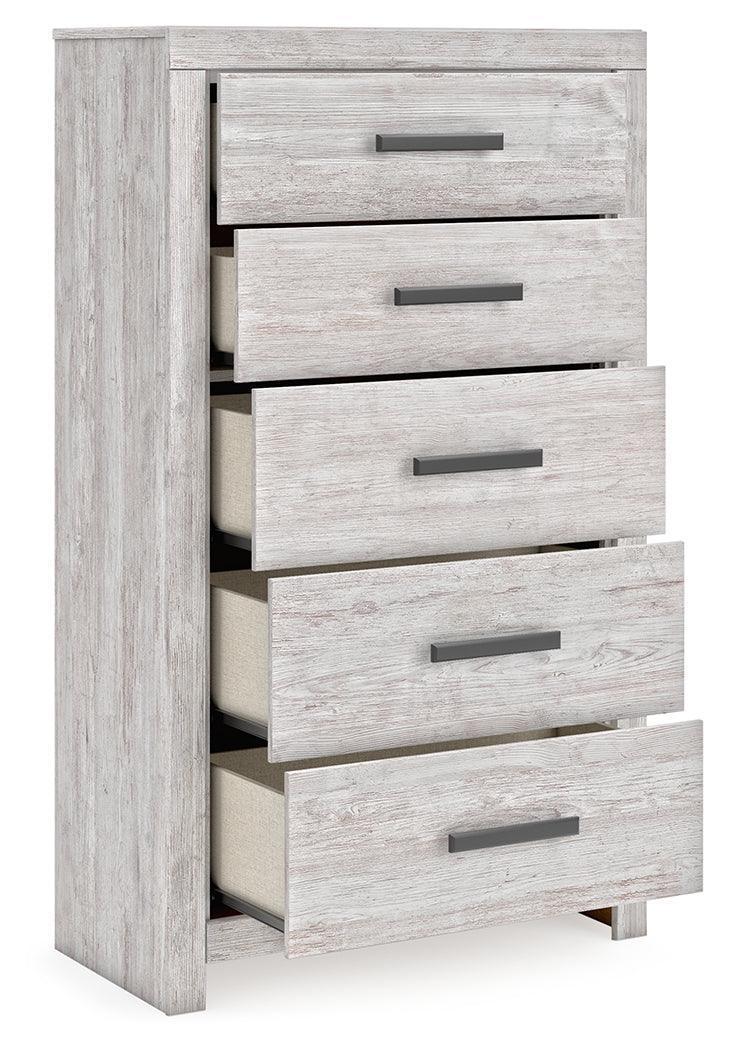 Cayboni Whitewash 5-Drawer Chest