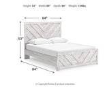 Cayboni Whitewash Panel Bedroom Set dimension view