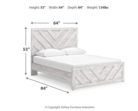 Cayboni Whitewash Panel Bedroom Set dimension view