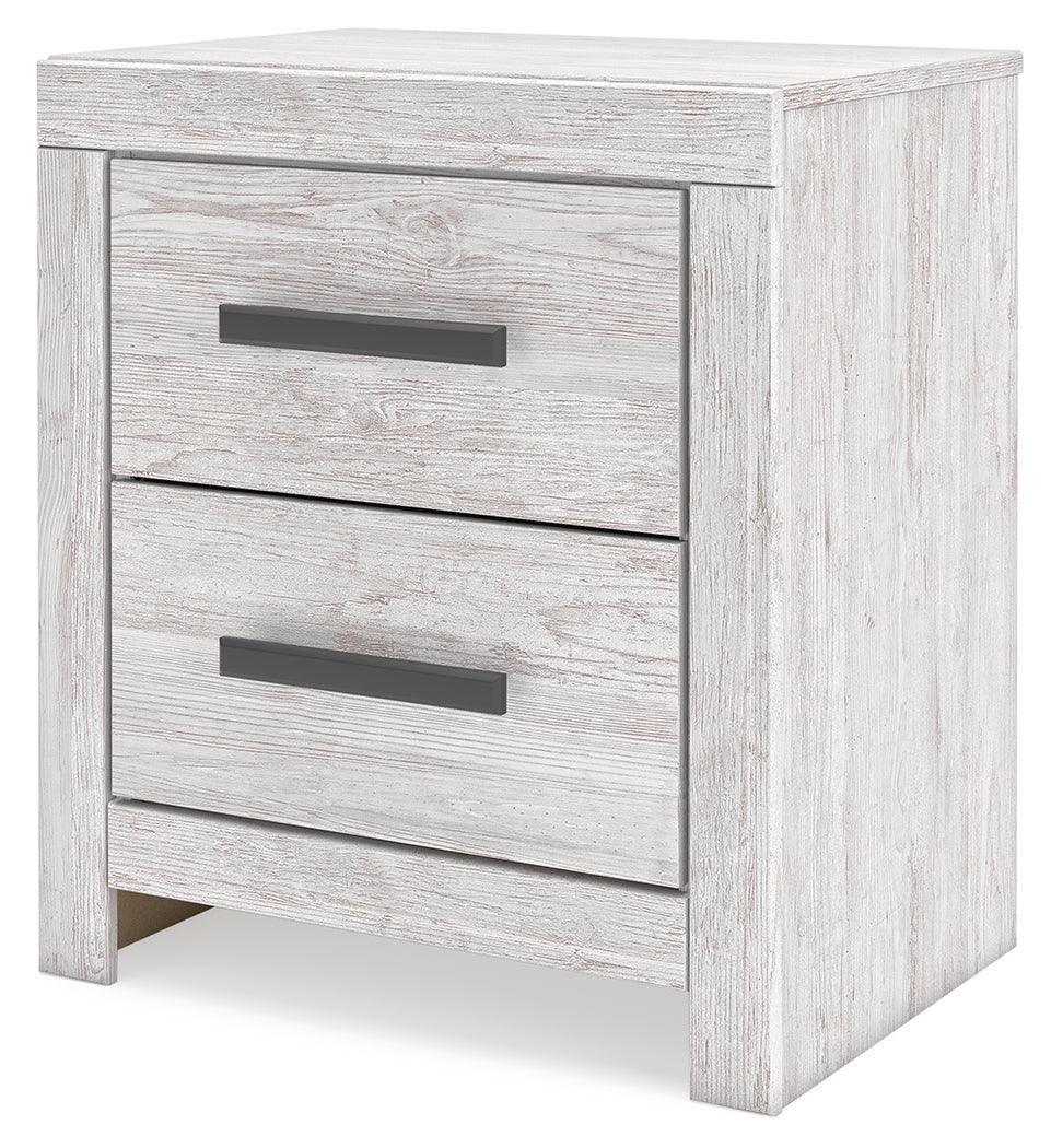 Cayboni Whitewash Casual Nightstand with 2 Drawers
