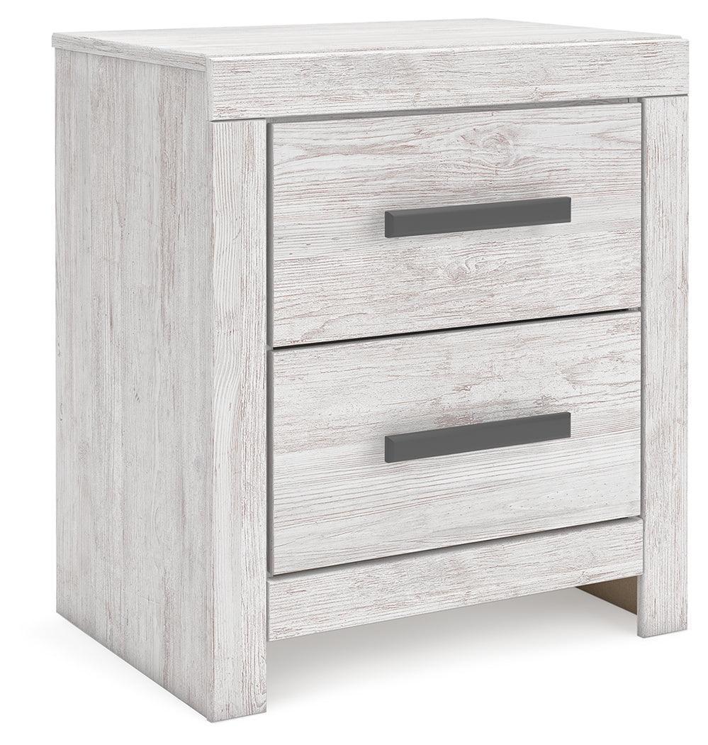 Cayboni Whitewash Casual Nightstand with 2 Drawers