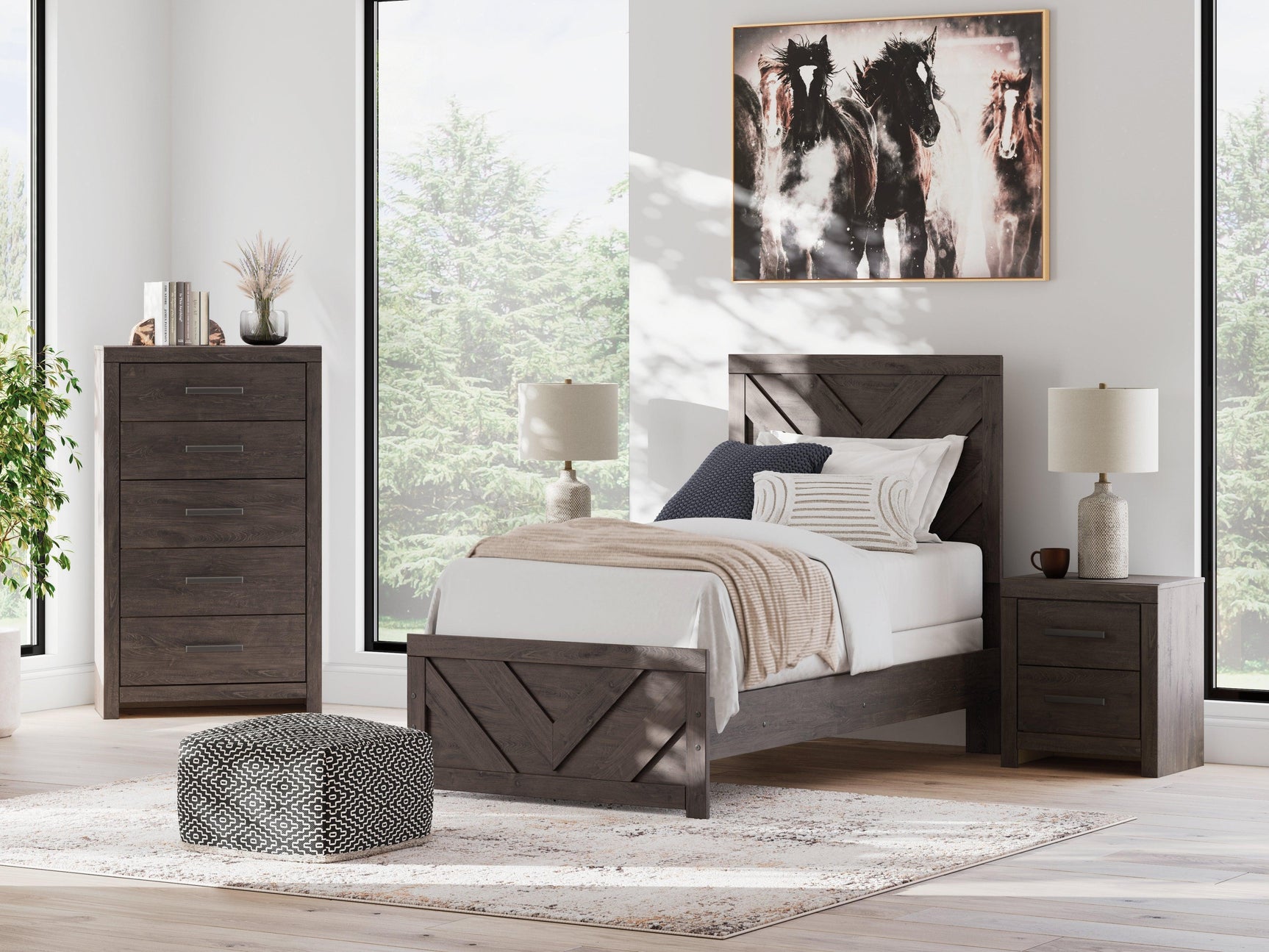 Prendonea Charcoal Twin Panel Bed