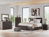 Prendonea Charcoal King Panel Bed