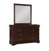 Louis Philip Dresser Cherry, Modern Wood Veneers, Classic Spacious 6 Drawers - Ella Furniture