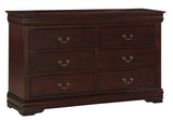 Louis Philip Cherry Wood Sleigh Bedroom Set - Ella Furniture