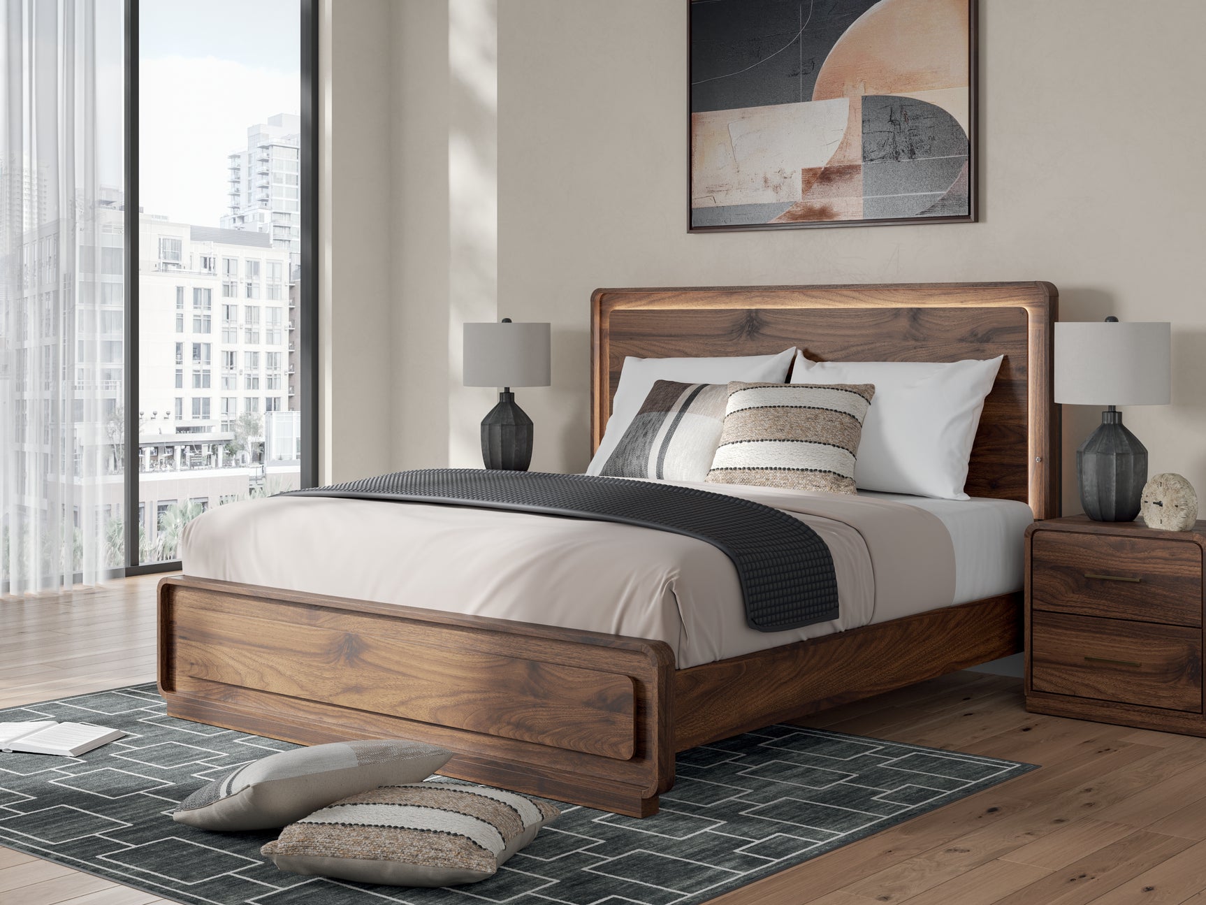 Fortlorn Walnut Brown King Panel Bed