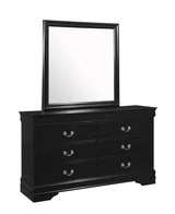 Louis Philip Black Finish Modern Smooth Contemporary Sleigh Bedroom Set - Ella Furniture