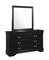 Louis Philip Night Stand Black, Sleek Contemporary Modern Wood, Pewter Bail 2 Drawers - Ella Furniture