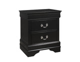 Louis Philip Black Finish Modern Smooth Contemporary Sleigh Bedroom Set - Ella Furniture
