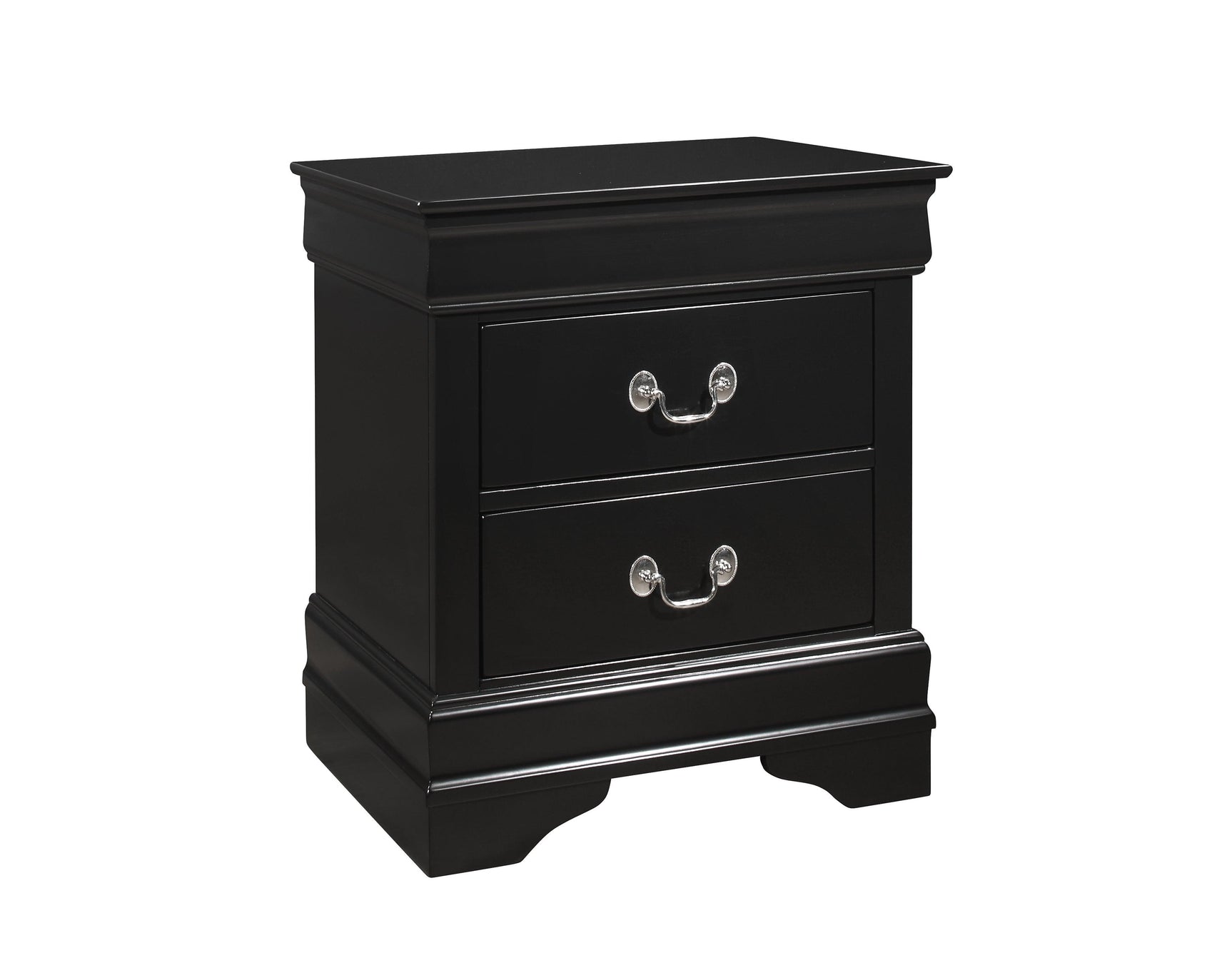 Louis Philip Black Finish Modern Smooth Contemporary Sleigh Bedroom Set - Ella Furniture