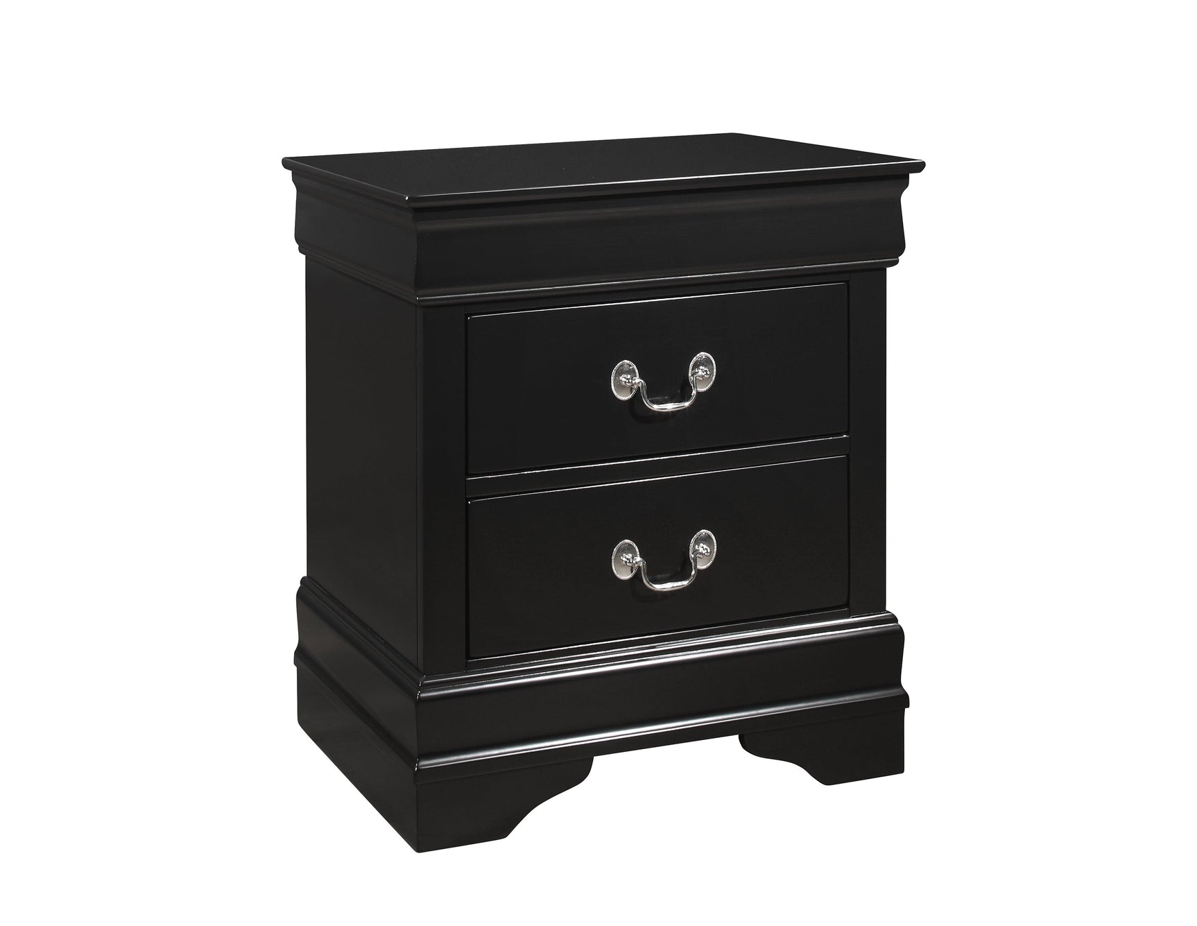 Louis Philip 5-D Chest Black, Sleek And Modern Wood And Veneers, Pewter Bail 5 Drawers - Ella Furniture