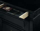 Louis Philip 5-D Chest Black, Sleek And Modern Wood And Veneers, Pewter Bail 5 Drawers - Ella Furniture