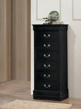 Louis Philip Night Stand Black, Sleek Contemporary Modern Wood, Pewter Bail 2 Drawers - Ella Furniture