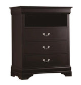 Louis Philip 5-D Chest Black, Sleek And Modern Wood And Veneers, Pewter Bail 5 Drawers - Ella Furniture