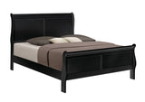 Louis Philip Black Finish Modern Smooth Contemporary Sleigh Bedroom Set - Ella Furniture