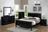 Louis Philip Black Finish Modern Smooth Contemporary Sleigh Bedroom Set - Ella Furniture