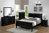 Louis Philip Night Stand Black, Sleek Contemporary Modern Wood, Pewter Bail 2 Drawers - Ella Furniture