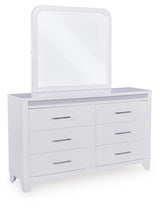 Jarlee White Dresser and Mirror angled view