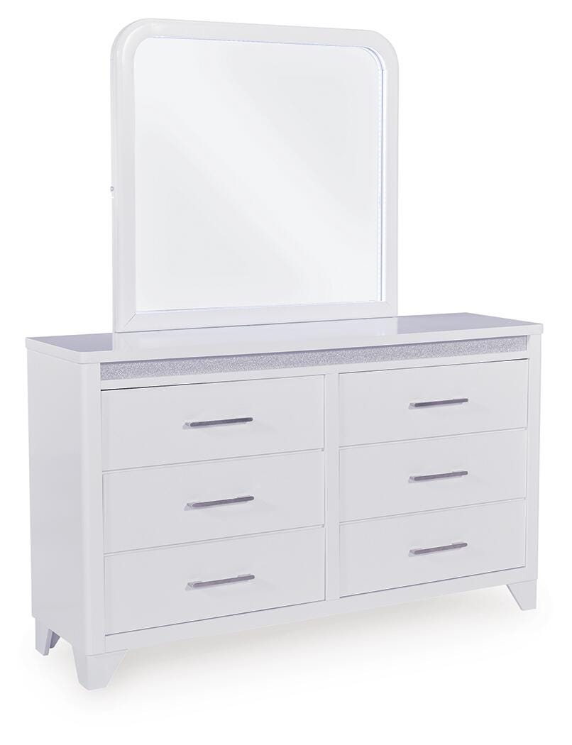 Jarlee White Queen Upholstered Panel Bed angled view