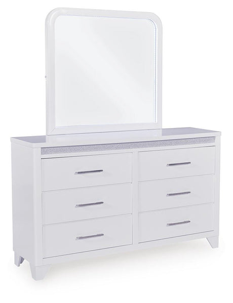 Jarlee White Queen Upholstered Panel Bed angled view