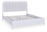 Jarlee White King Upholstered Panel Bed angled view