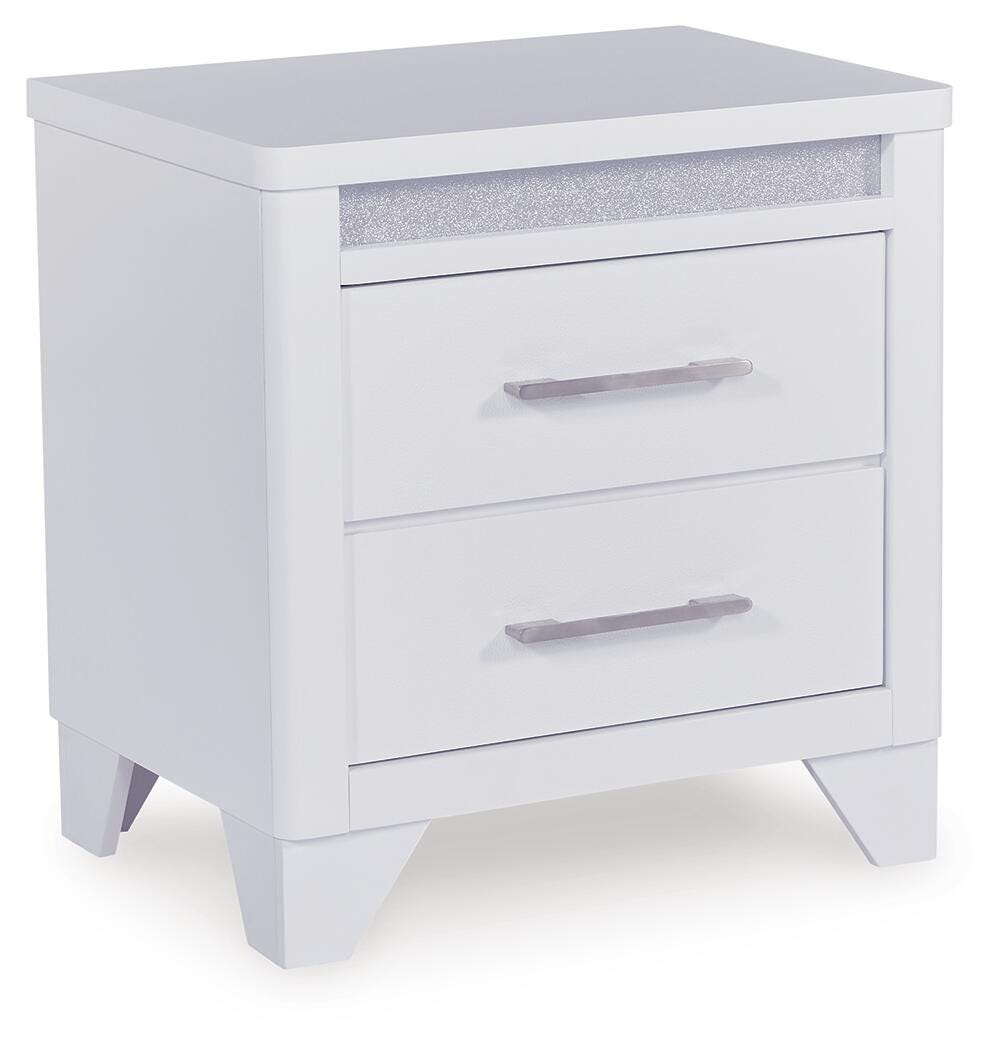 Jarlee White Queen Upholstered Panel Bed angled view