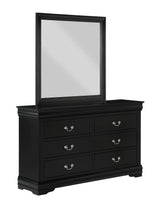 Louis Philip Dresser Black, Modern Wood Veneers, Classic Spacious 6 Drawers - Ella Furniture