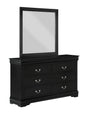 Louis Philip Dresser Black, Modern Wood Veneers, Classic Spacious 6 Drawers - Ella Furniture