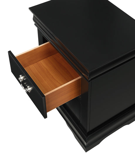 Louis Philip Black Modern Wooden Sleigh Bedroom Set - Ella Furniture