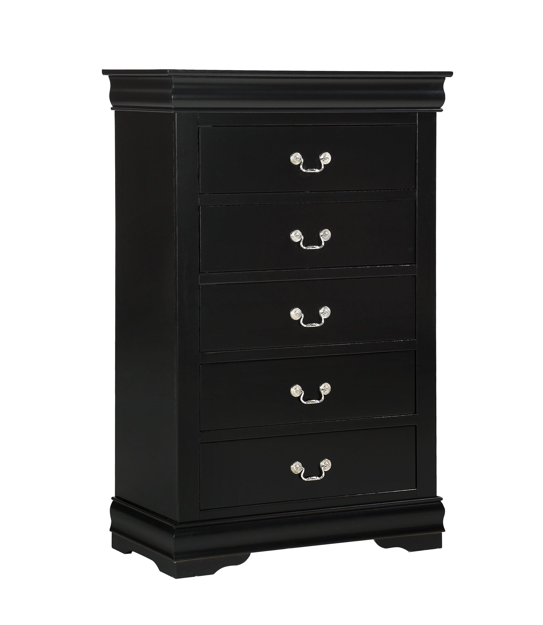 Louis Philip Dresser Black, Modern Wood Veneers, Classic Spacious 6 Drawers - Ella Furniture