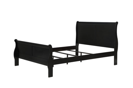 Louis Philip Black Modern Wooden Sleigh Bedroom Set - Ella Furniture